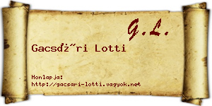 Gacsári Lotti névjegykártya